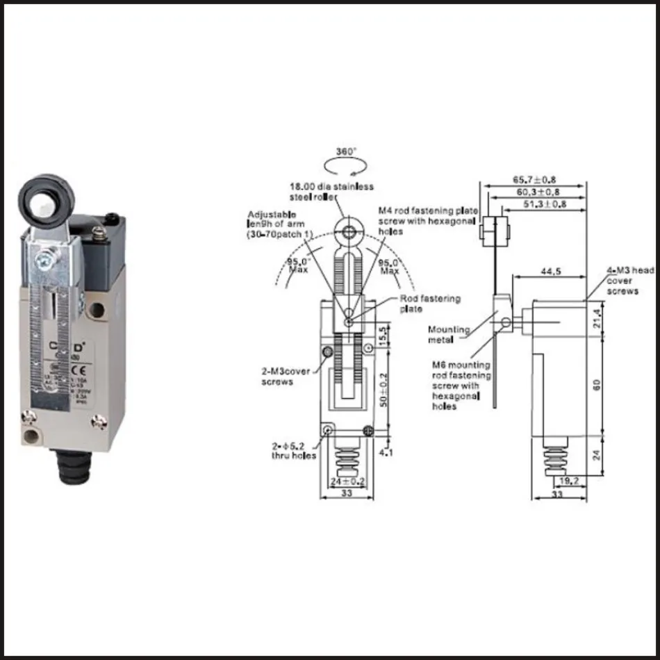 

Switch travel omron limit switch 10A, 250V Electrical Safety Key Interlock switch Compact Prewired micro switch HL-5030