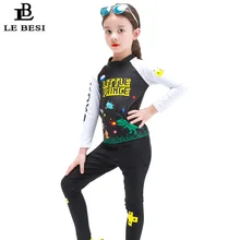 LEBESI/Новинка года; детский купальник; купальный костюм из 2 предметов для девочек; длинные штаны черного цвета; купальный костюм с рукавами; пляжная одежда