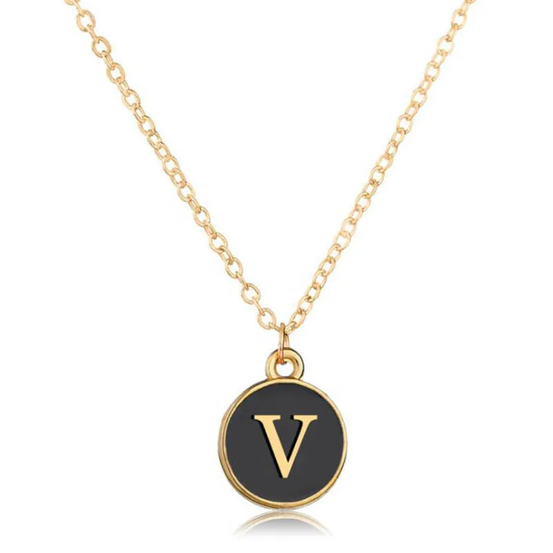 Золотое ожерелье с буквами, модная черная круглая подвеска с буквами, индивидуальный дизайн, ожерелье s& Кулоны для женщин, подвеска, воротник, ювелирное изделие, подарок