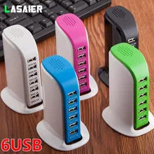 Универсальное быстрое зарядное устройство и usb-разветвитель с 6 портами, зарядная док-станция для быстрой зарядки, адаптер для путешествий, настенная розетка, адаптер для зарядки 30 Вт