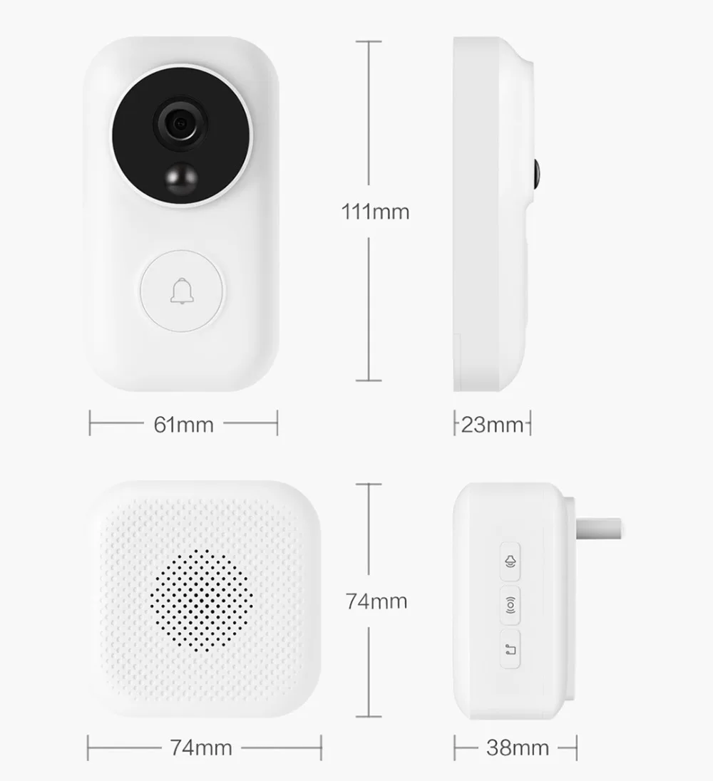 Xiaomi Zero AI распознавание лица дверной звонок набор 720P ИК ночного видения Видео Обнаружение движения SMS Push домофон облачная система хранения