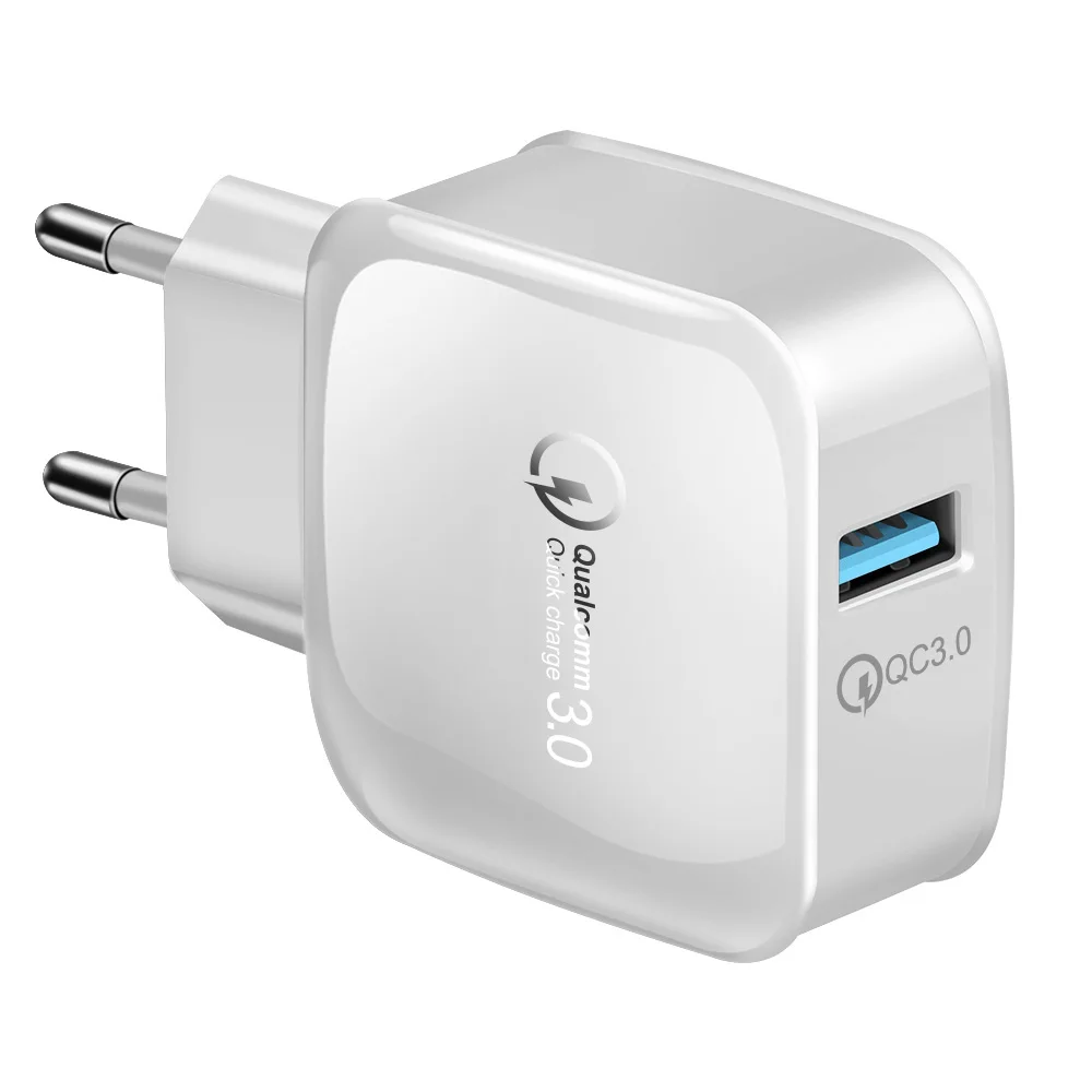 ROMICHW USB Quick Charge 3,0 2.4A для iPhone samsung Xiaomi huawei EU, быстрое зарядное устройство для мобильного телефона, зарядка для Redmi K20 OnePlus7 - Тип штекера: EU White