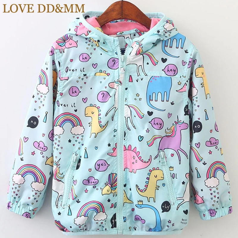LOVE DD&ampMM Girls Coat New Children's Cartoon Dinosaurs Hooded Casual Zipper Jacket Kids Clothes Sweet Costume | Детская одежда и