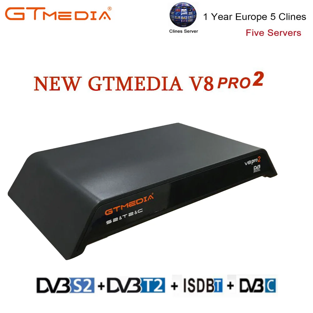 GT медиа V8 Pro2 DVB-S2/T2/C спутниковый ресивер V8 Золотой новая версия H.265 Built-in2.4G wifi+ 1 год Европа Испания PT DE PO CCcam