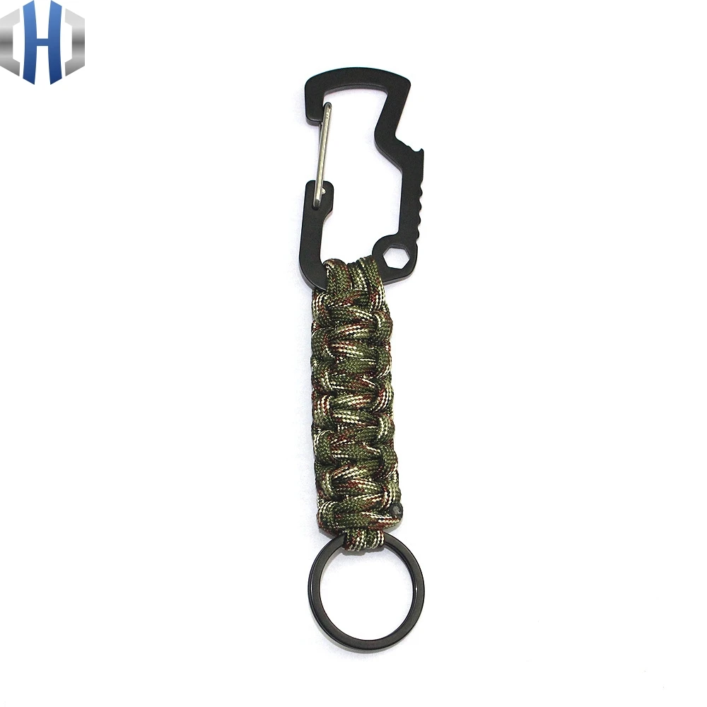 Deep Camouflage Открытый дешевые брелки для ключей зонтик веревки, сплетенные многофункциональная Нержавеющая сталь дешевые брелки для ключей крюк ключ цепь-Паракорд - Цвет: Deep Camouflage