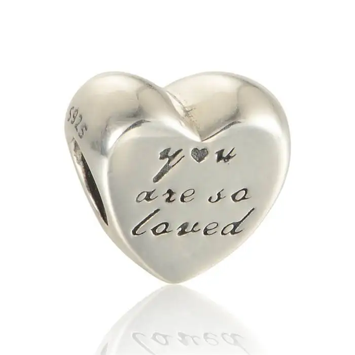 925 Sterling Silver You are So Loved Heart Charm Bead 681