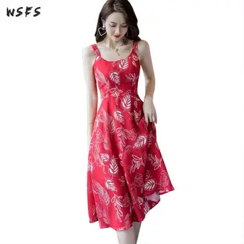 

Summer Red Dresses Spaghetti Strap Lace Up Leaves Womens Dress Backless Bow Beach Boho Elegant Sexy Patry Midi Aline Long Dress