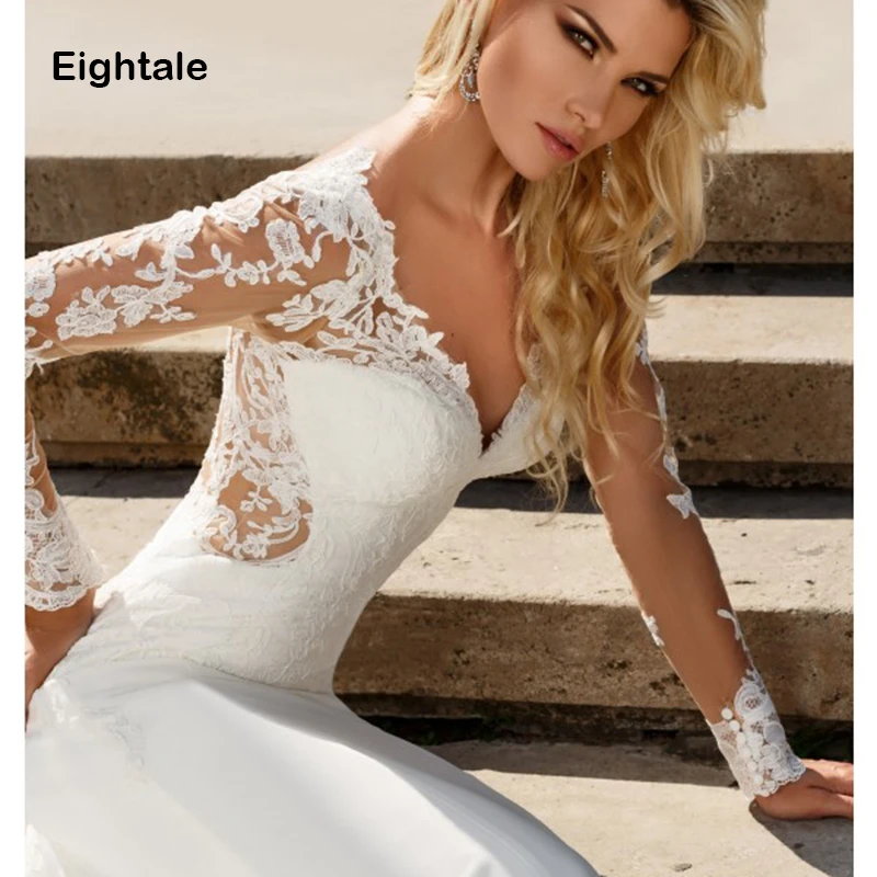 Eightale Русалка Boho свадебный наряд длинные рукава с аппликацией Vestidos De Novia Кружева без бретелек свадебное платье Свадебные платья