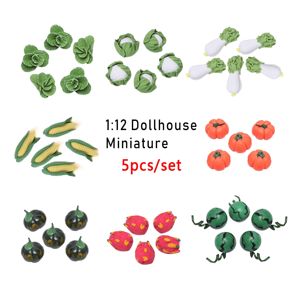 

2/5 Pieces 1:12 Mini Doll House Mini Cute Realistic Handmade Clay Vegetables Dollhouse Miniatures Cauliflower Chinese Cabbage