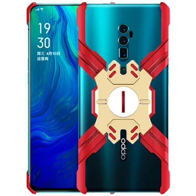 Red Gold Для OPPO Reno 10X зум металлический корпус Ultra lightweght механическая рука алюминиевая рамка бампер Броня чехол для телефона OPPO Reno Funda - Цвет: Red Gold