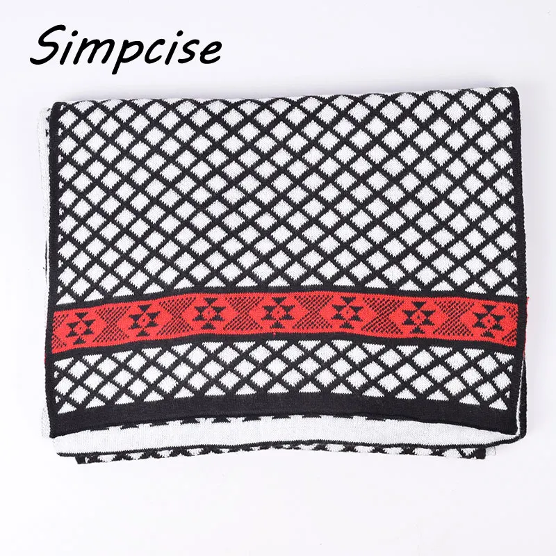 Winter Knitted Scarf Man Hot Sale Unilateral Plaid Knit Scarves Men Charm Warm Scarf Shawls Gift A3A18940