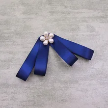 Модные женские туфли галстук Pearl Декор бабочкой Для женщин галстуки Классический брошь аксессуары для девочек студент клерк официантка шее носить