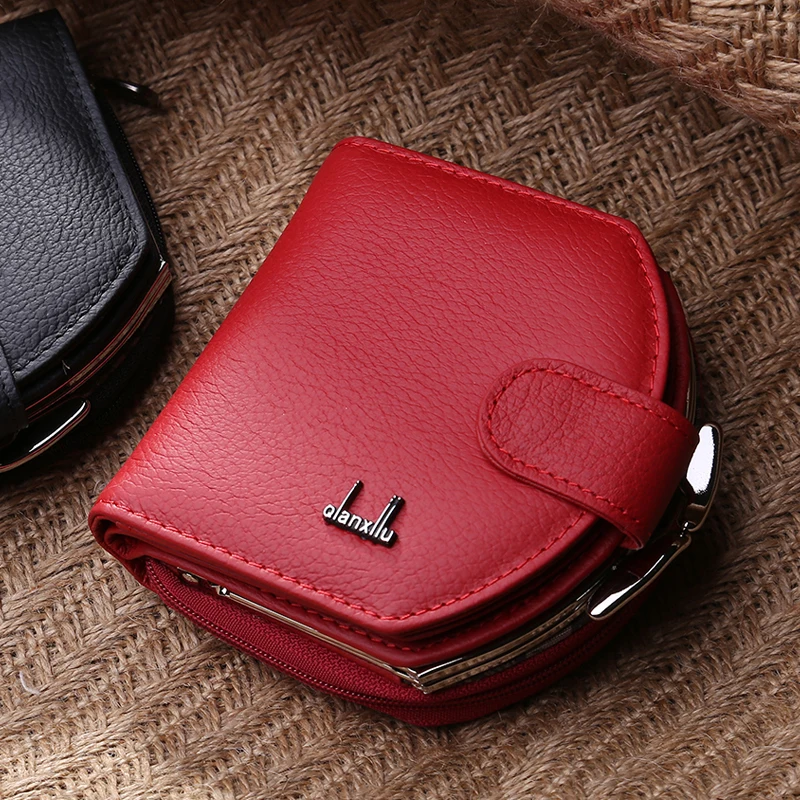 

Casual Short Women wallets 100% Genuine Leather Wallet Womens Famous Brand Designer Cowhide Female Coin purse