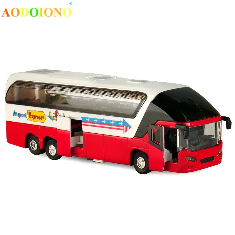 1:32 Сплав модели автомобилей игрушки Высокая симуляция Тур автобус Металл Diecasts игрушечные транспортные средства оттягивание и мигающий и музыкальный мальчик подарок для детей - Цвет: Красный