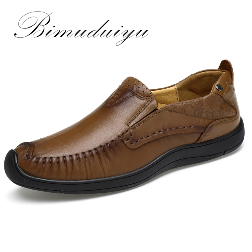 BIMUDUIYU повседневная обувь в деловом стиле из натуральной кожи; сезон весна-осень; дышащая удобная мужская обувь для вождения ручной работы; chaussure homme