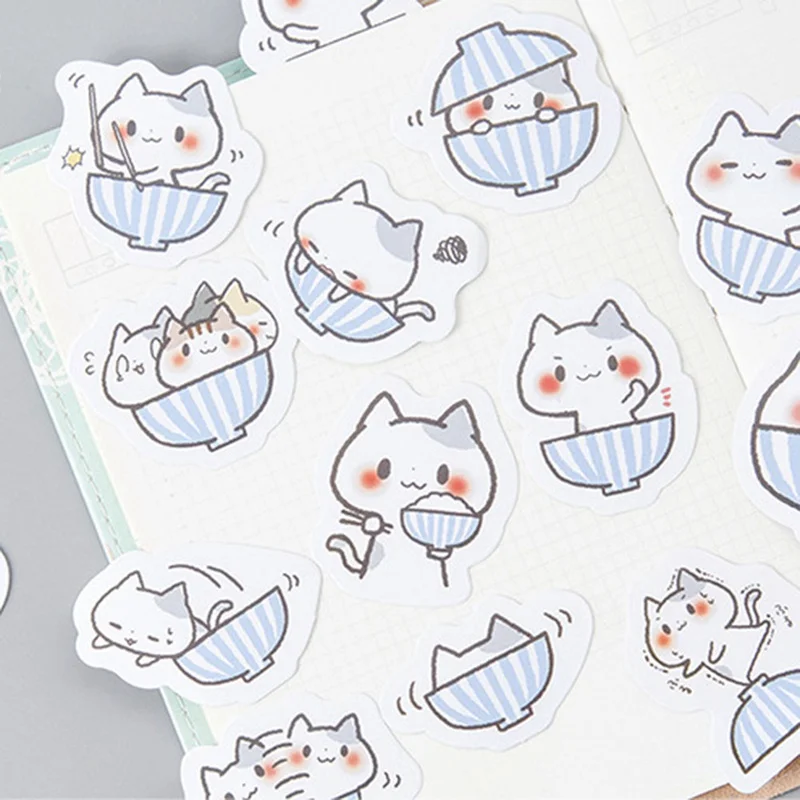 

45 Pcs/Set Cute Kawaii Cat Paper Decorative Adhesive Stickers Cartoon DIY For Diary Ablum Decoration Scrapbooking Stickers