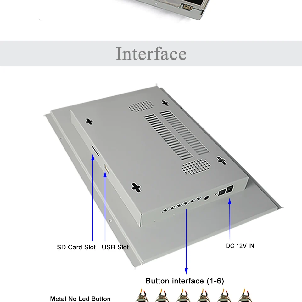 15,6 дюймов настоящий 1080P usb 3 медиаплеер ЖК-дисплей открытая рамка внешняя кнопка СВЕТОДИОДНЫЙ монитор цифровой экран вывески