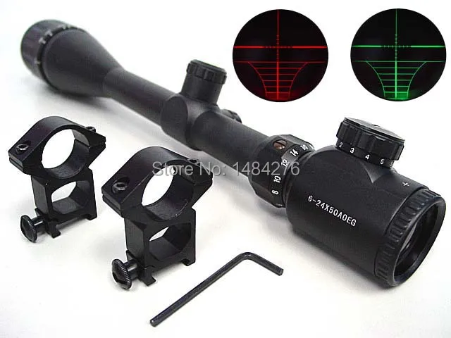 6 24x50 AOE Red Green Illuminated font b Rangefinder b font Rifle Scope Hunting Riflescopes Optics