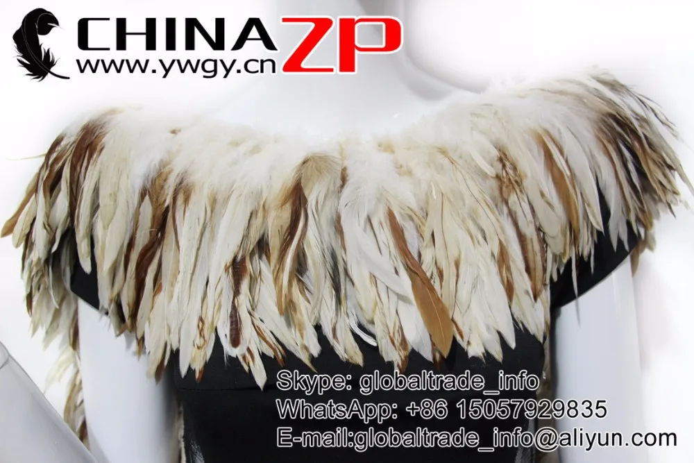 NATURAL BEIGE Strung Rooster Schlappen Feathers (3)3