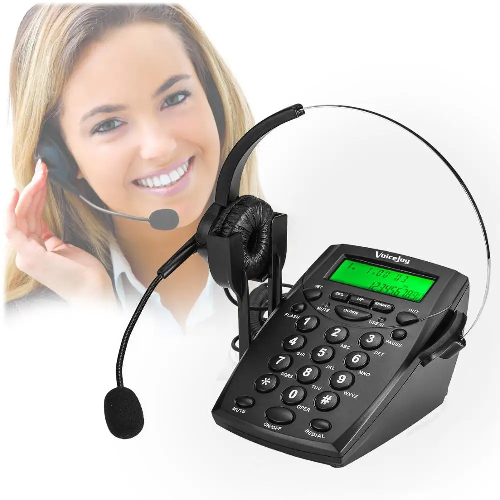 VoiceJoy Headset Telephone Desk Phone Headphones Headset Handsfree Call Center Noise