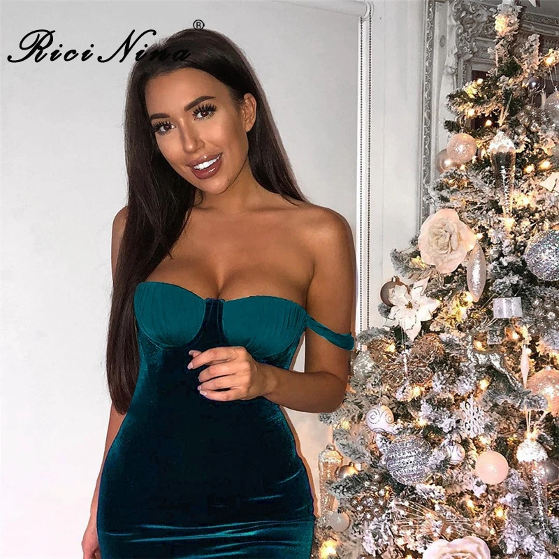 RICININA 2019 Dress Women Slash Neck One-Shoulder Sleeveless Sexy Bodycon Mini Dress Ladies Elegant Party Short Bandage Dresses