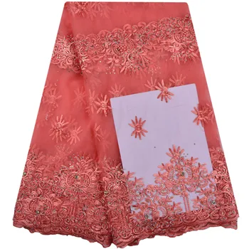 

Free Shipping New African French Lace Fabric High Quality African Tulle Lace Fabric For Wedding Guipure Lace Chemical 1297