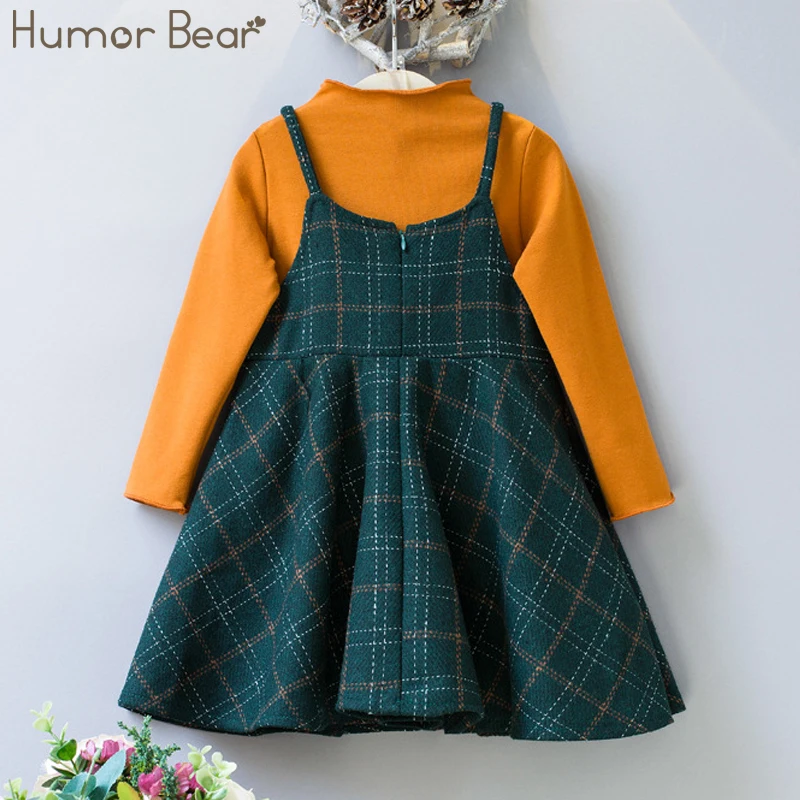 Humor Bear/платье для девочек Новое осеннее платье брендовая одежда для маленьких девочек одежда с длинным рукавом, кружевное Сетчатое платье, детское Костюмы платье