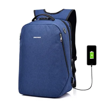 

nylon backpack male Combination lock business travel usb charge Guard against theft charging backpack female leisure school bag