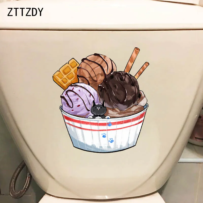 ZTTZDY 18 3*19 8 см мультяшный рисунок милый котенок мороженое детские комнаты наклейка
