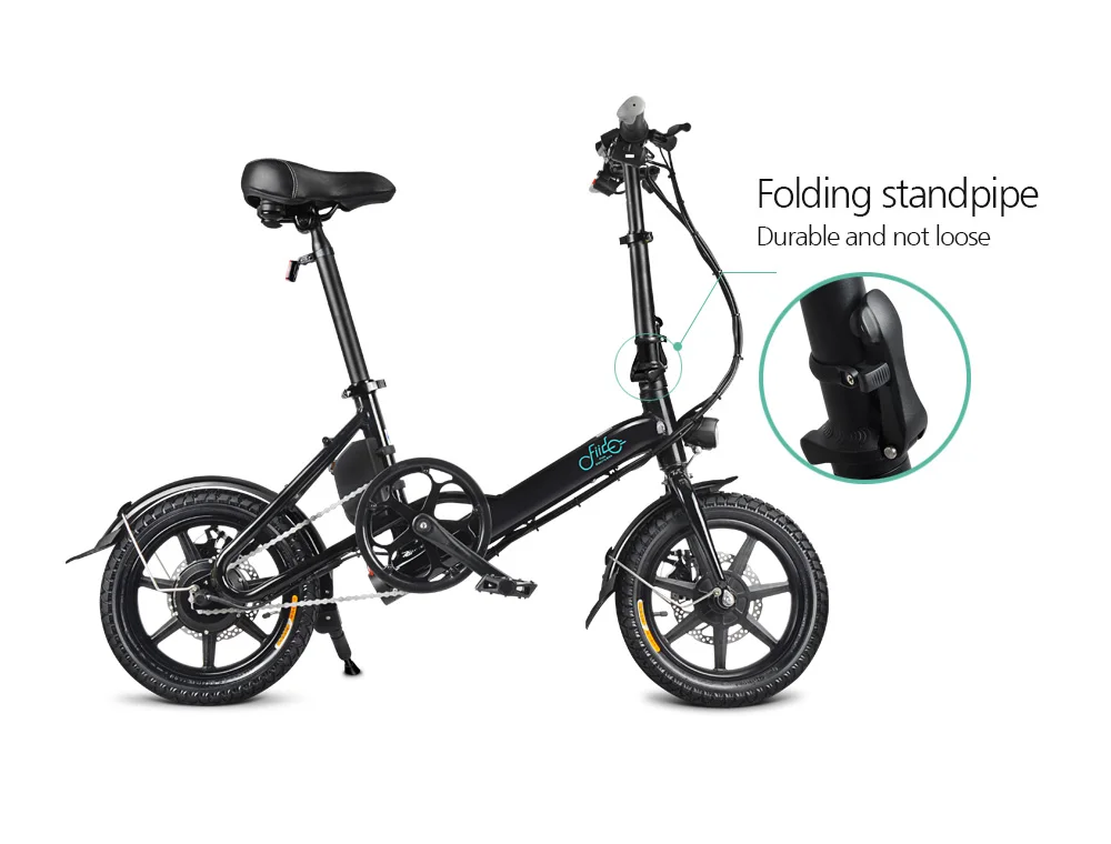 Flash Deal 2019 New Arrival Electric Bicycle 14 inch D3 Folding Moped Electric Bike Inflatable Rubber Tire with Disc Brake FIIDO System 6