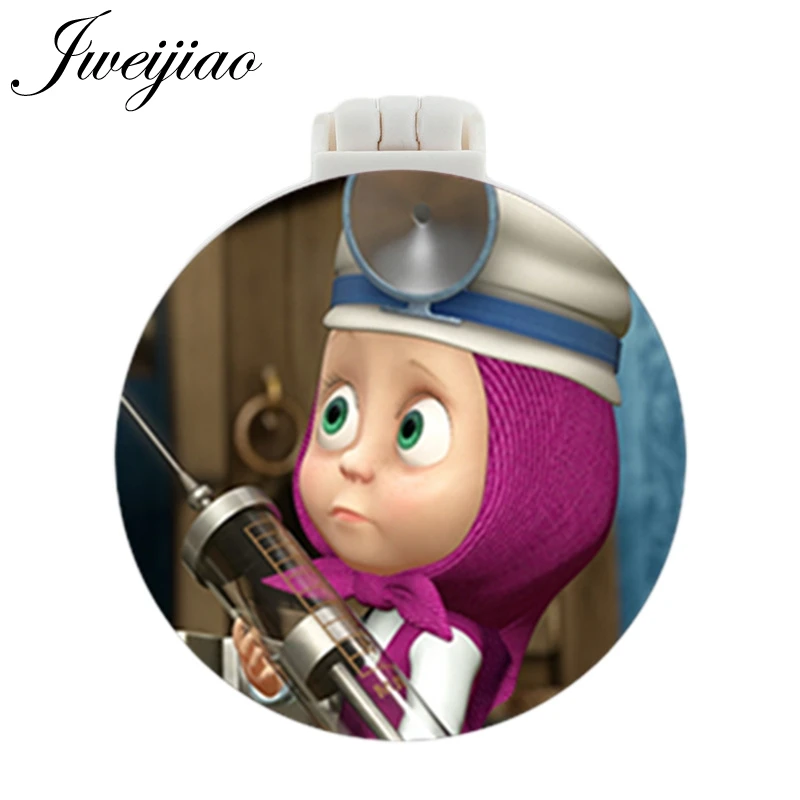 JWEIJIAO медведь и девочка мультфильм карманное зеркало с массажной расческой детский складной компактный портативный многофункциональный зеркала - Цвет: MS65