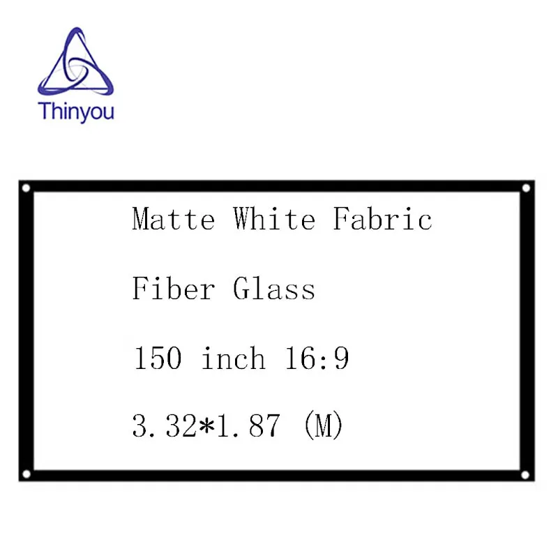 Thinyou 150inch 16 9 Simple curtain Matte White Fabric Fiber Glass Wall Mounted Home Theater for