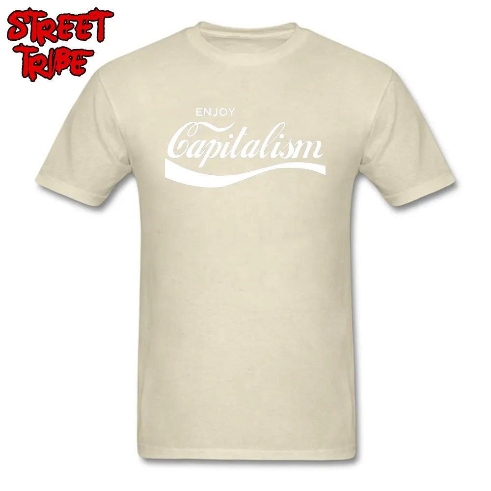 Enjoy Capitalism 5968 Summer Fall Cotton Fabric O Neck Tops Tees Short Sleeve Party Tee-Shirts Classic Cool T Shirt Enjoy Capitalism 5968 beige