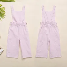 Летние брюки для маленьких девочек; брюки в клетку; эластичные джинсы с подтяжками; Детские хлопковые брюки