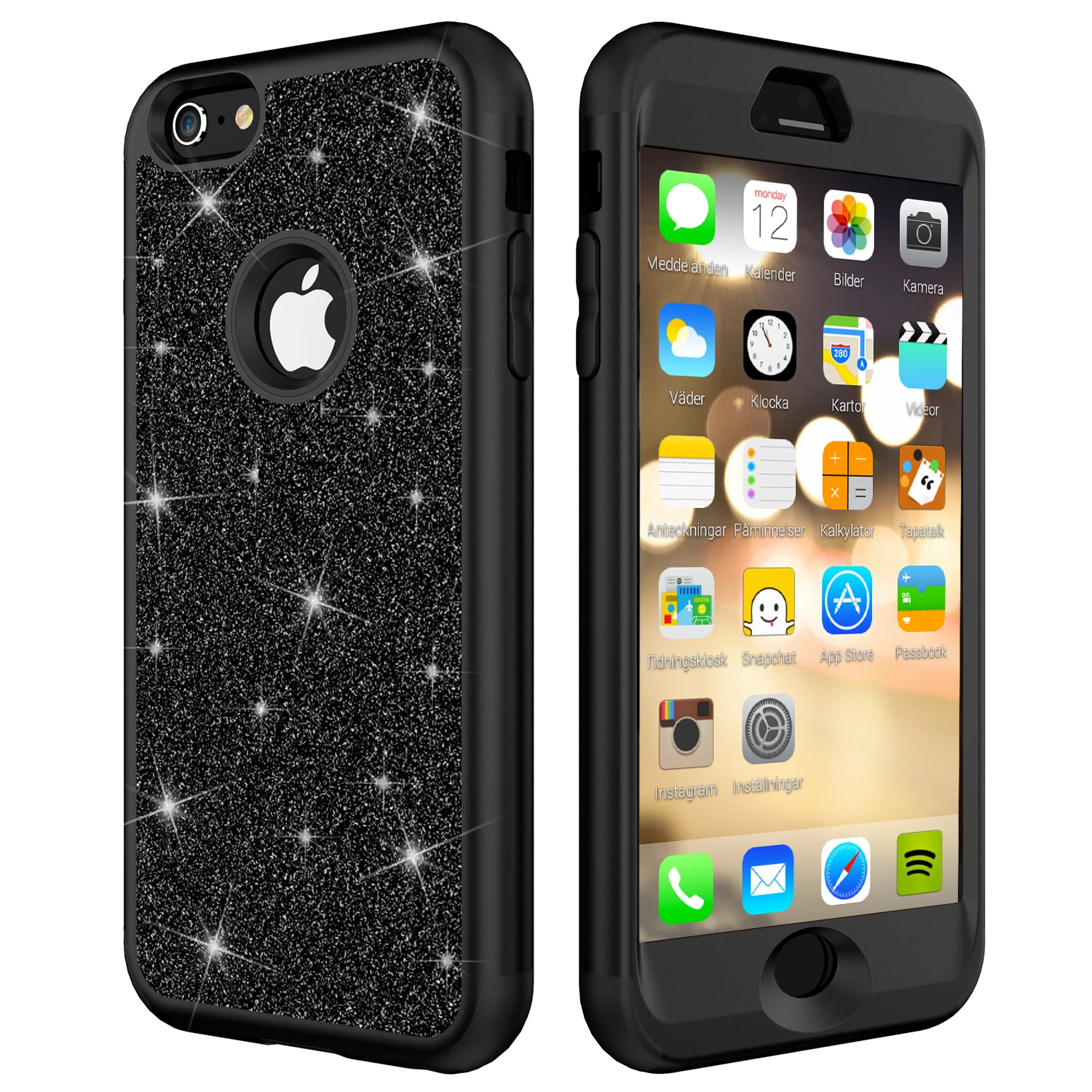 Чехол для Apple iPhone 8 7 6 Plus ударопрочный роскошный блестящий двухслойный резиновый