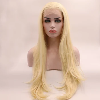 

Fantasy Beauty Blonde Wig Long Wave Lace Front Wig With Free Part Synthetic Wig Heat Resistant Fiber Wigs