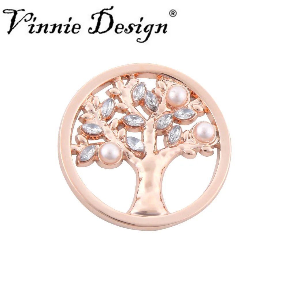 Vinnie Design Jewelry 33mm Life Tree Coin with Crystal and Pearl fit for Frame Pendant Holder Keeper | Украшения и аксессуары