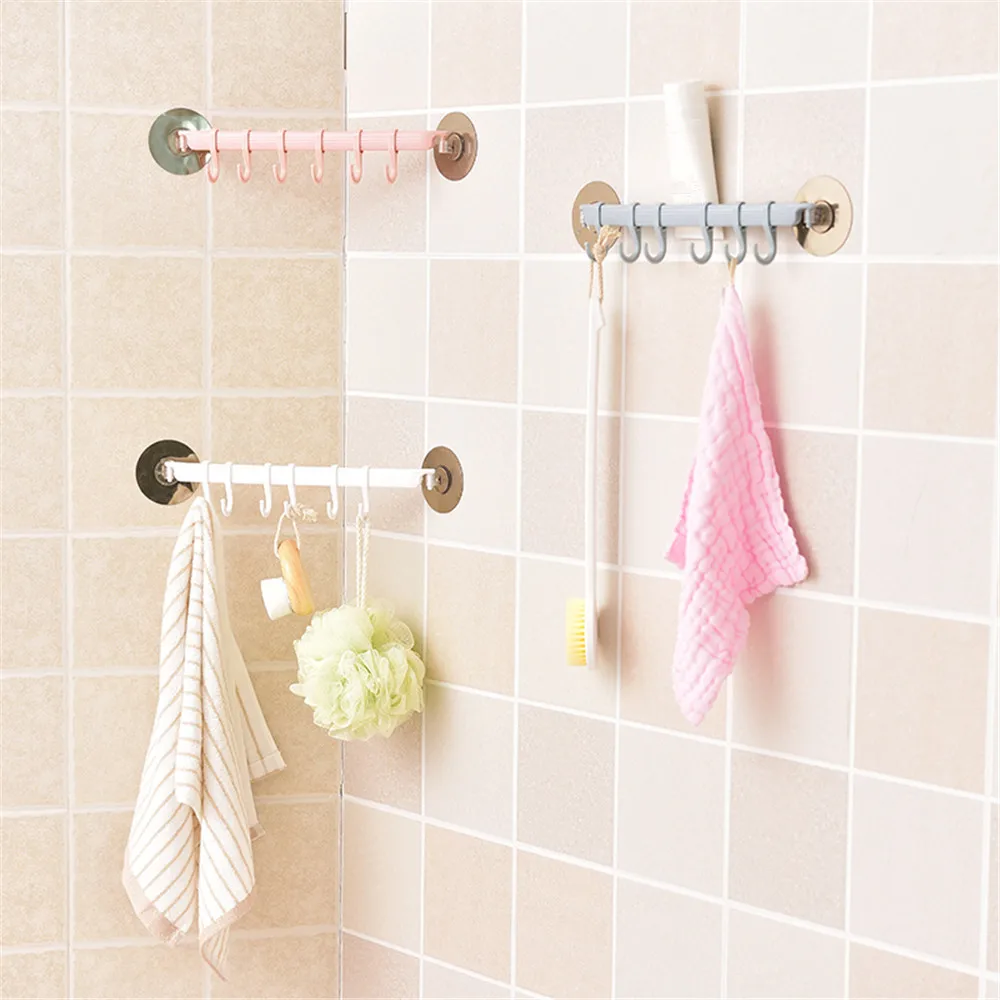 

Plastic Suction Cup Kitchen Hanger Organizer Bath Towel Clothes Bathroom Hook Cooking Tool Vacuum Storage Rack Free Nail