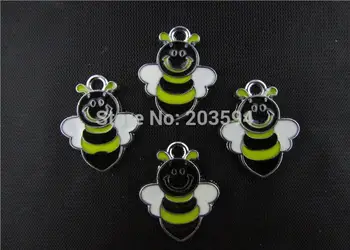 

AE250 20Pcs Mix Color Alloy metal Enamel Bee Charms Pendants 24x18mm