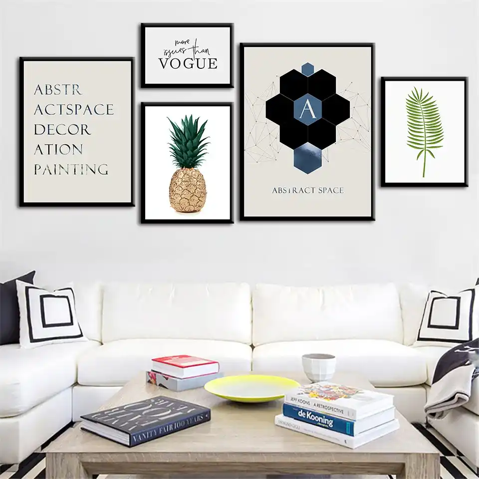 Hojas De Color Verde Pina Moderno Minimalista De La Pared De Moda