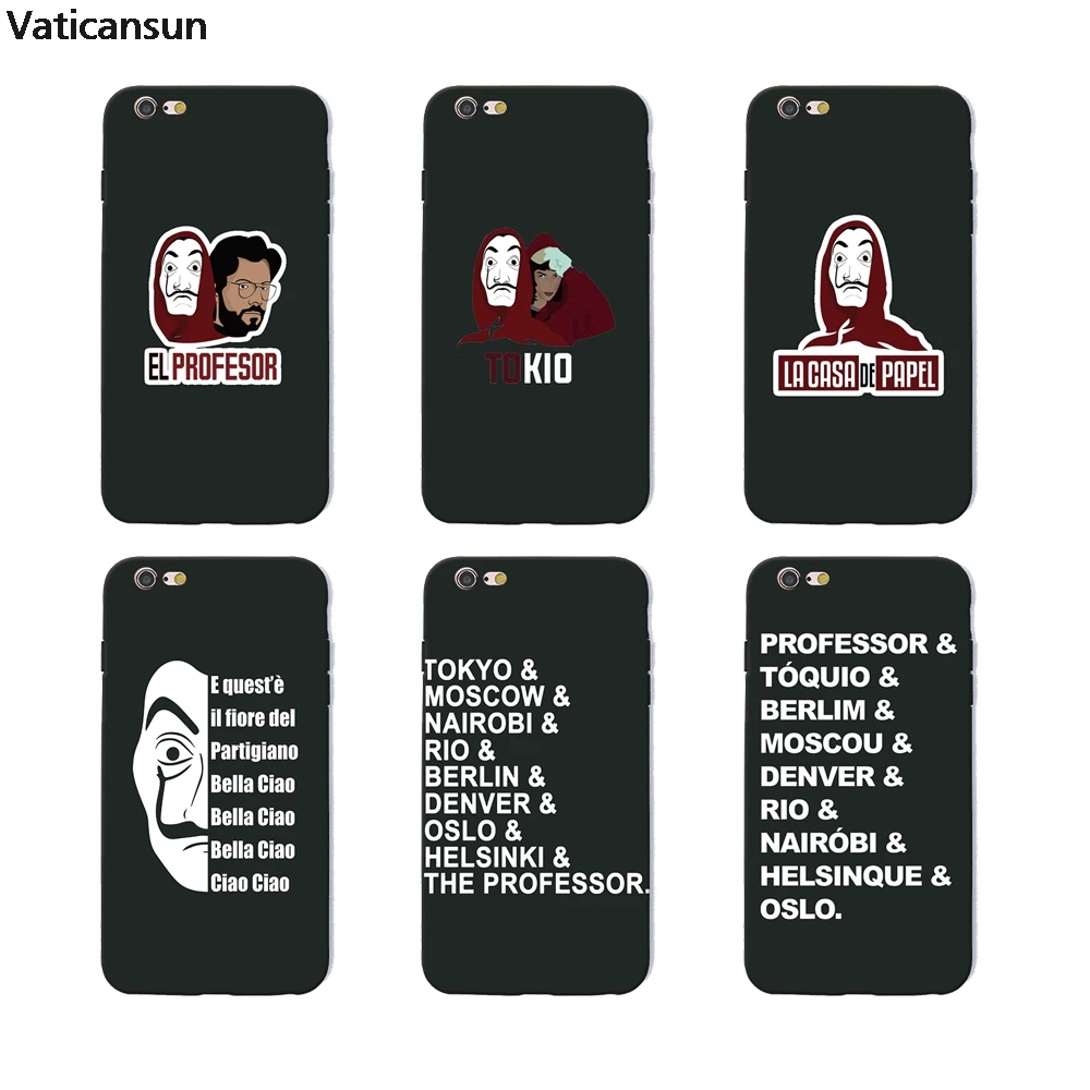 

la casa de papel TV soft Silicone black cover phone case for iPhone X 6 7 8 plus 5 5s 6s se for Apple 10 best design Housing