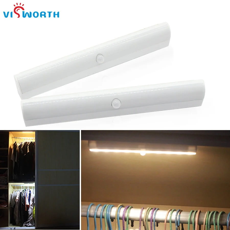 

[VisWorth] Mini Intelligent Infrared Induction Sensor Lamp Wardrobe Wall Night Light Powered By 4*AAA Energy Saving Easy Install