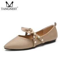 Tangnest/женские лоферы с острым носком; сезон весна; женская повседневная обувь из искусственной кожи; Модные женские Мягкие Мокасины с бантиком; XWD6530