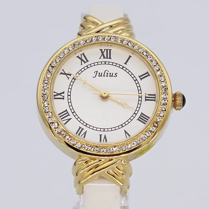 Lady Women s Watch Japan Quartz Hours Best Fashion Dress Bracelet Band Leather Rhinestone Multicolored CZ
