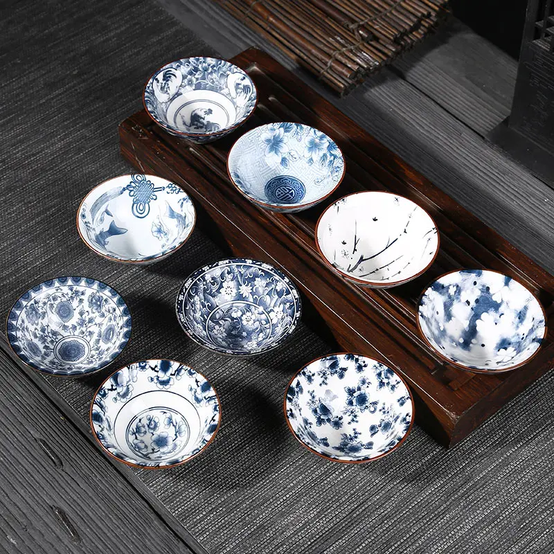 

6Pcs/Set Chinese Tea Set Blue And White Porcelain Ceramic Drinkware Printing Vintage Kung Fu Tea Cup Set Gaiwan Creative Gifts