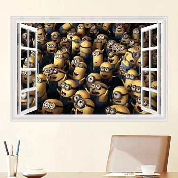 

3D Effect Window WALL STICKERS MINIONS Sticker Art Vinyl Decal Decor Mural Poster removeable Free Shipping B227