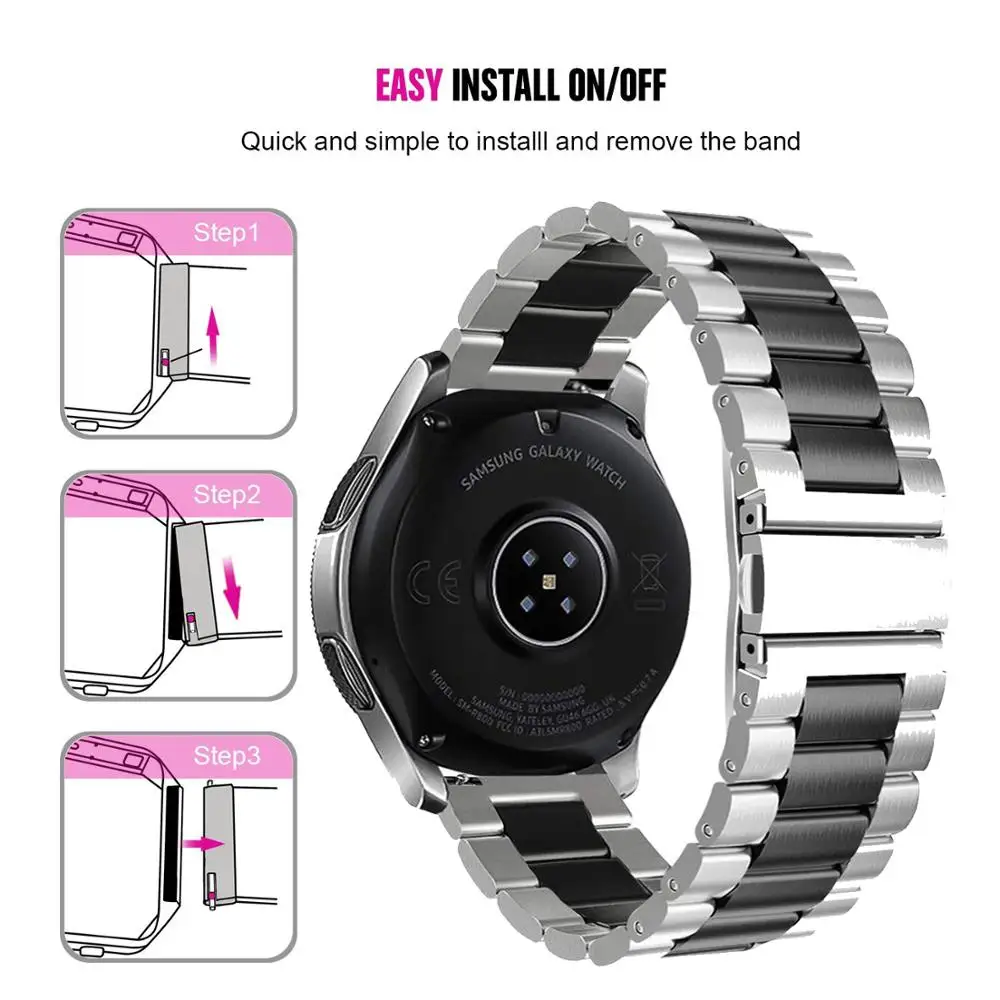 22 мм Универсальный браслет из нержавеющей стали для samsung Galaxy Watch 46 мм/gear S3 Classic/S3 Frontier Смарт-часы ремешок браслет