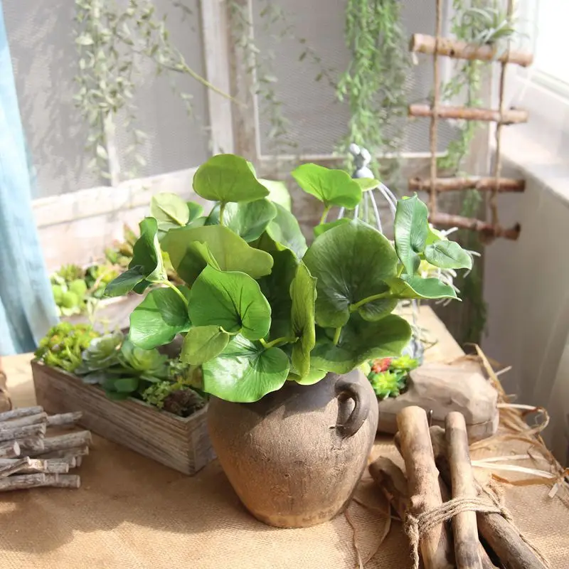 

12pcs Artificial Grass Leaves Fake Plant Succulents and Cactus Plants Silk Green Butterfly Leaf
