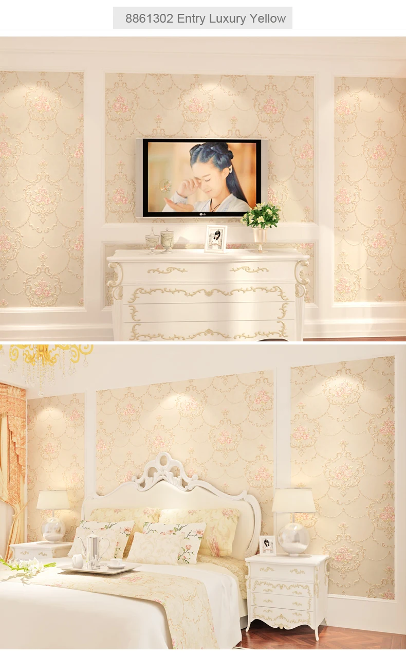 Модные дизайнерские обои Цветочные 3D комнаты Европейский стиль обои рулон, нетканые тисненые обои цветок настенный фон телевизора