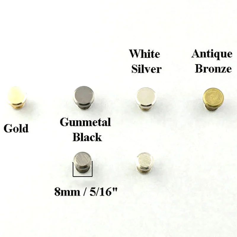8 мм плоская головка Concho кнопка с пружинным зажимом закручивающаяся задняя часть обуви Blacelet кошелек кожевенное ремесло золото